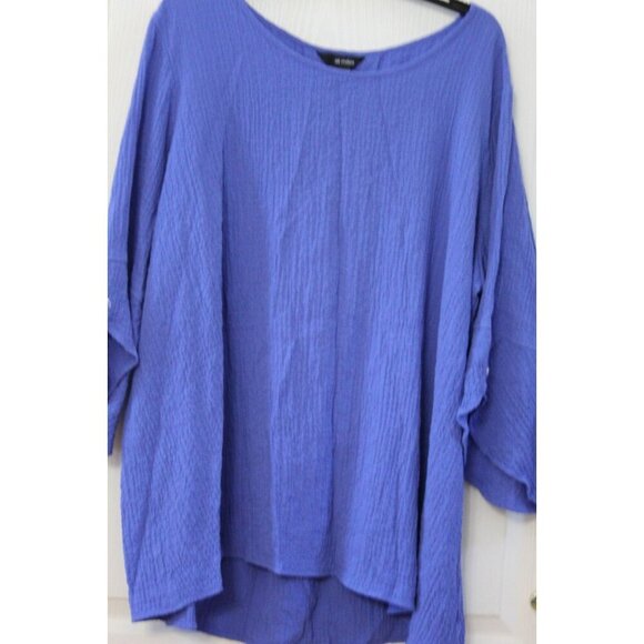 Ali Miles Womens Tunic 2X Blue Rayon Blend Oversized Button Sleeves - Picture 1 of 5